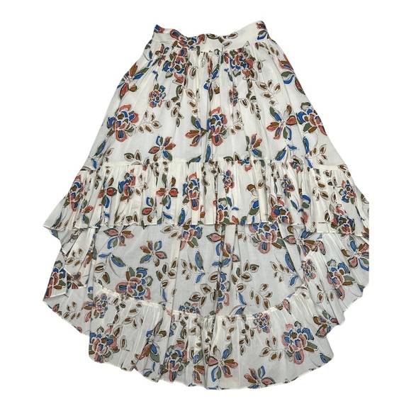 Misa Women's Floral Ruffled Hi-Low Skirt. Sz: S